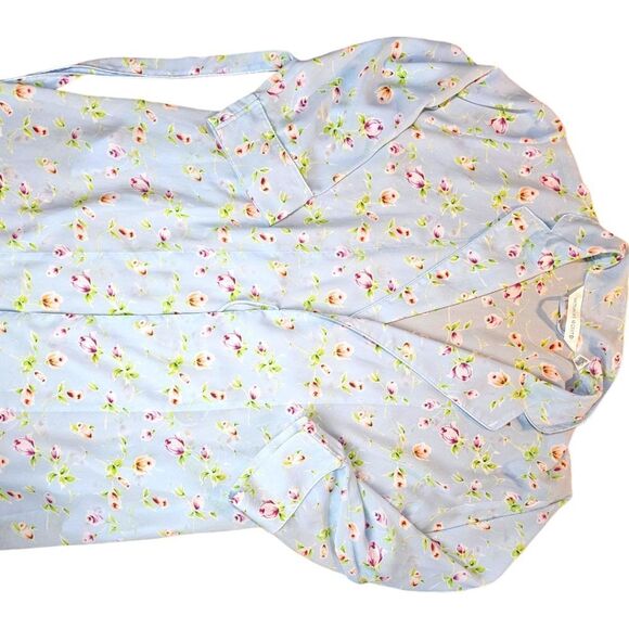 Victoria's Secret Full Length Blue Floral Robe Large - Picture 4 of 10